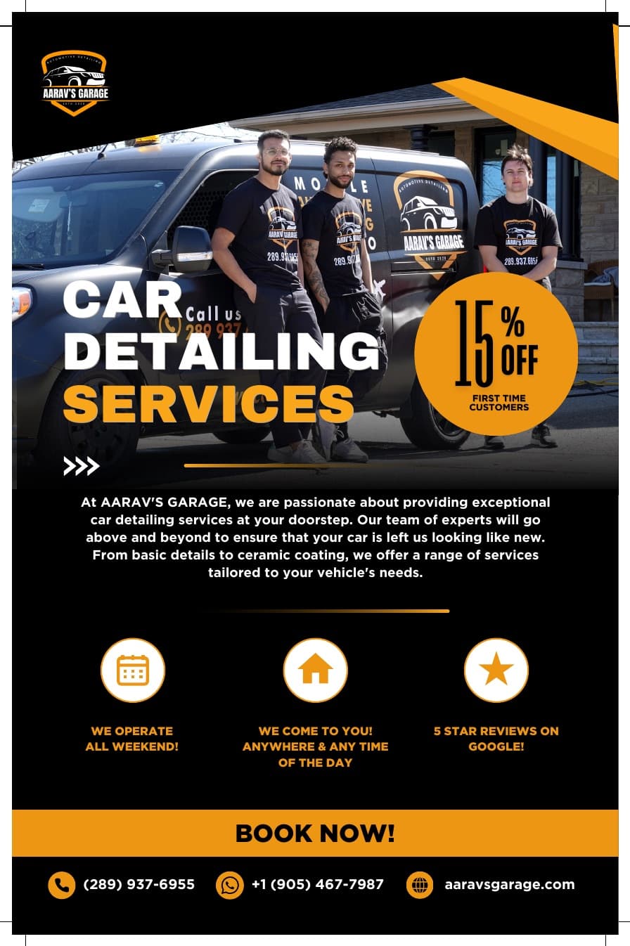Aarav's Garage brochure cover