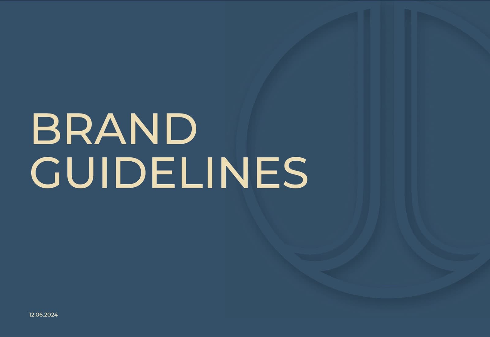Brand guidelines cover with embossed JL monogram